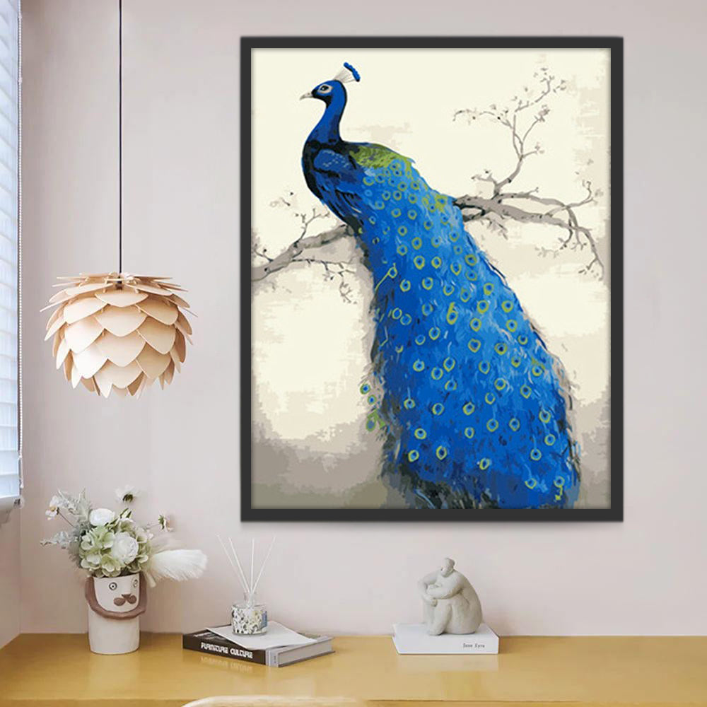 Paon Bleu sur la Branche Peinture par Numéros