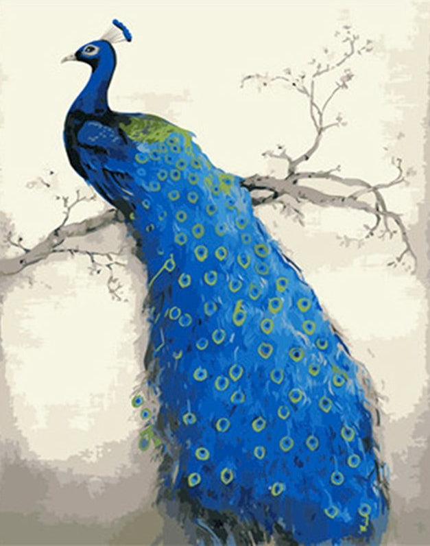 Paon Bleu sur la Branche Peinture par Numéros