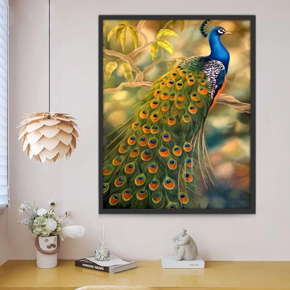 Paon sur la Branche Peinture par Numéros
