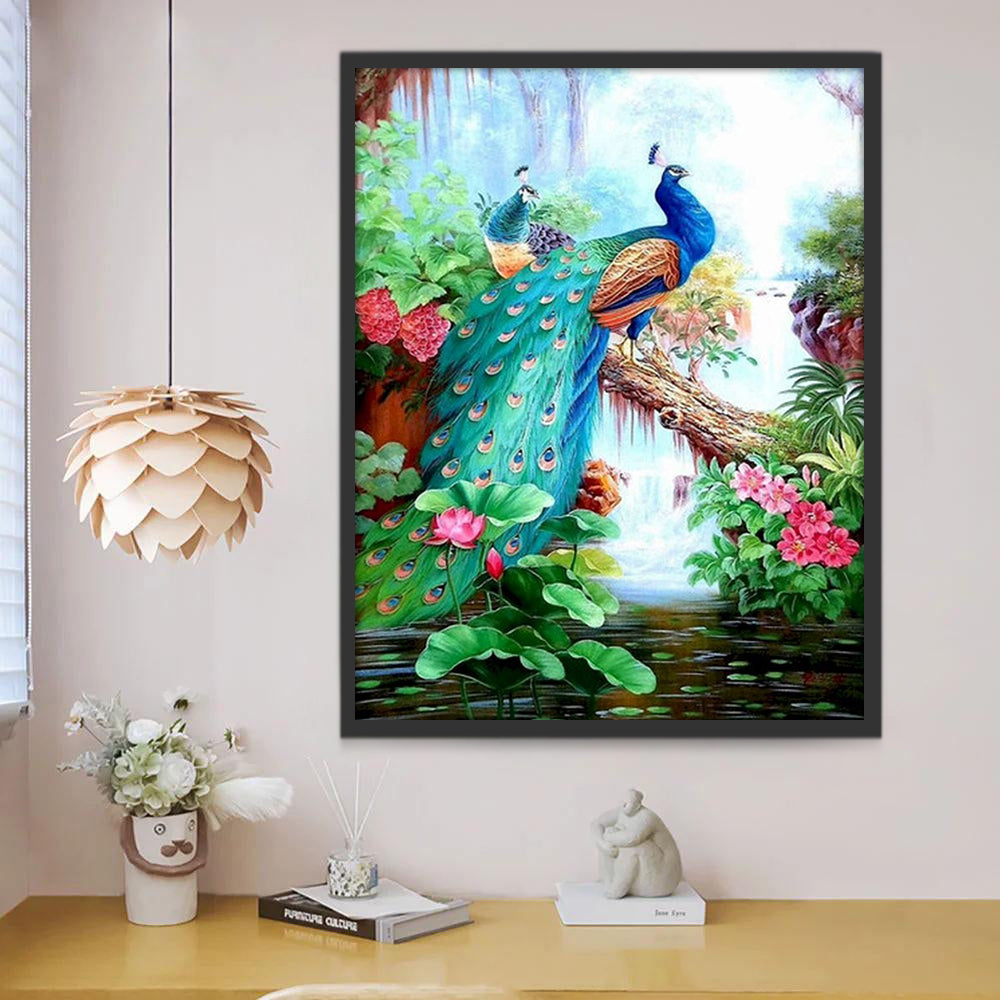 Paons et Lotus Peinture par Numéros