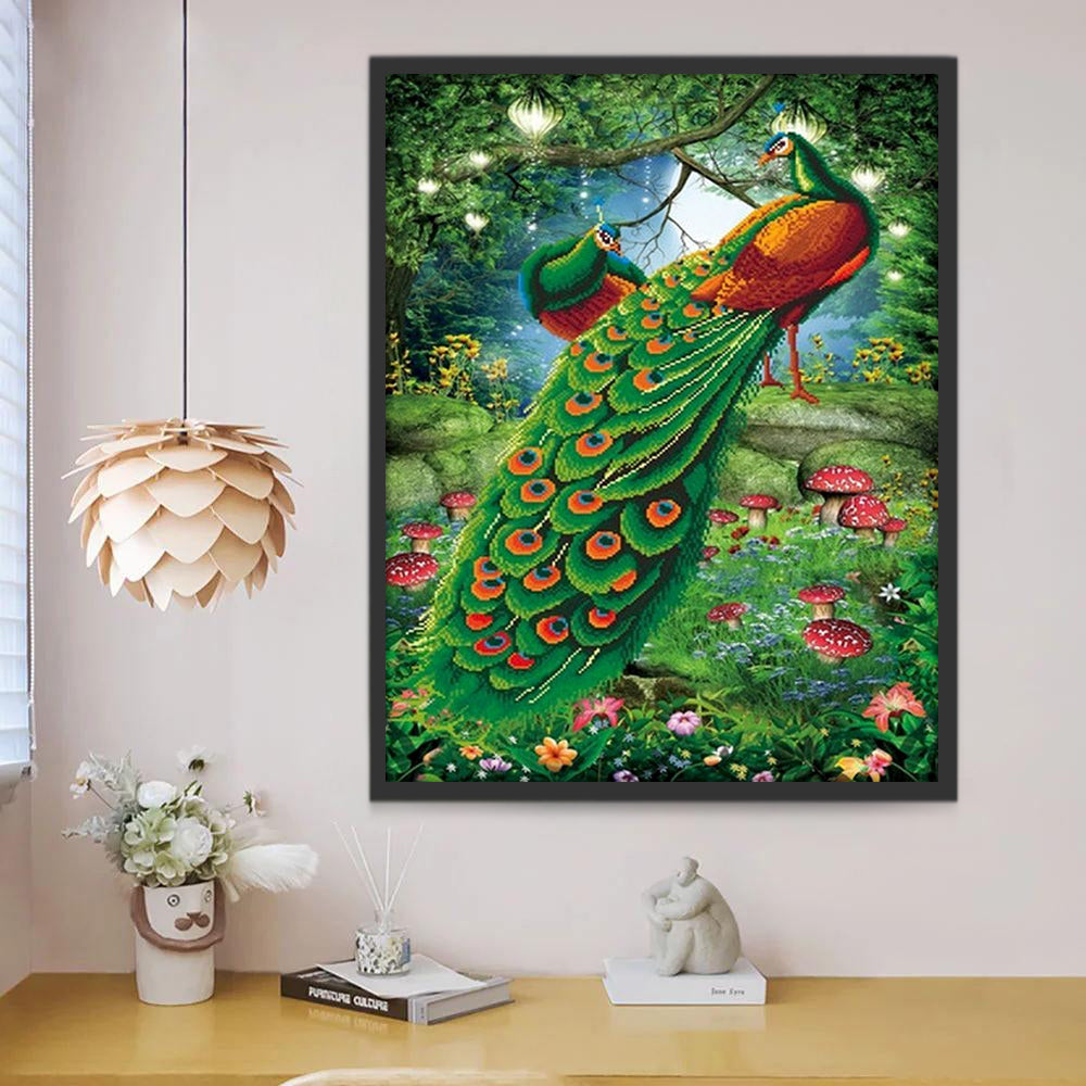 Paons Verts Peinture par Numéros