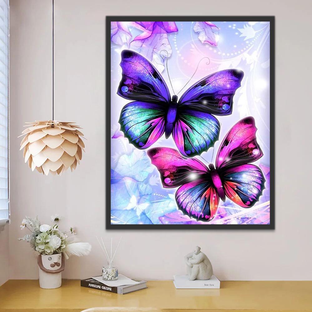 Papillon Violet et Papillon Rose Peinture par Numéros