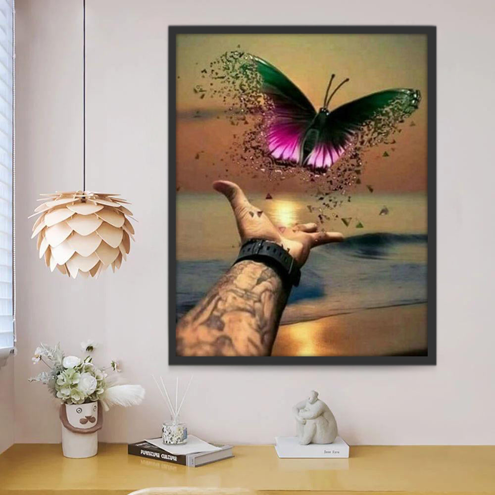 Papillon Volant vers l'Océan Peinture par Numéros