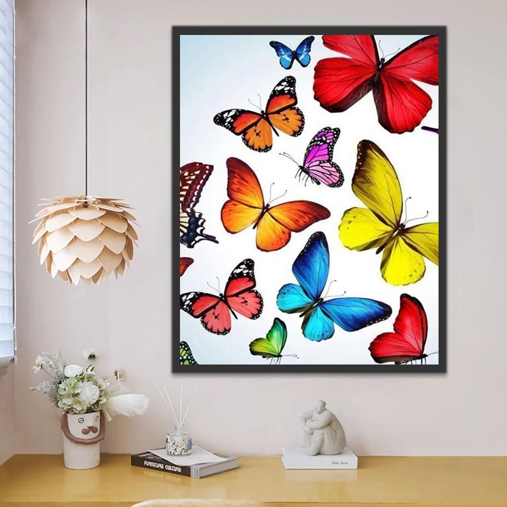 Papillons Colorés Volant Peinture par Numéros