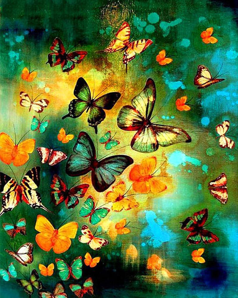 Papillons Colorés Volant Peinture par Numéros