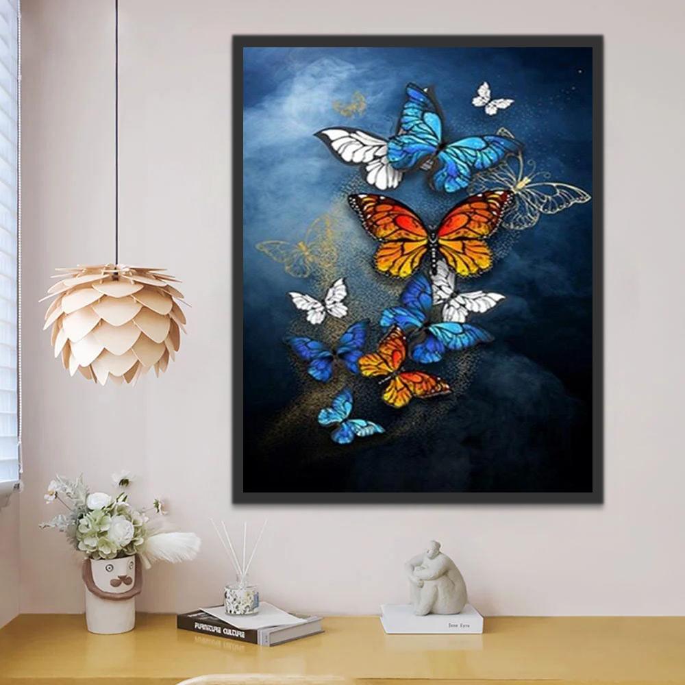 Papillons Variés Volant Peinture par Numéros
