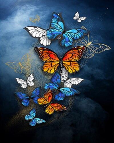 Papillons Variés Volant Peinture par Numéros