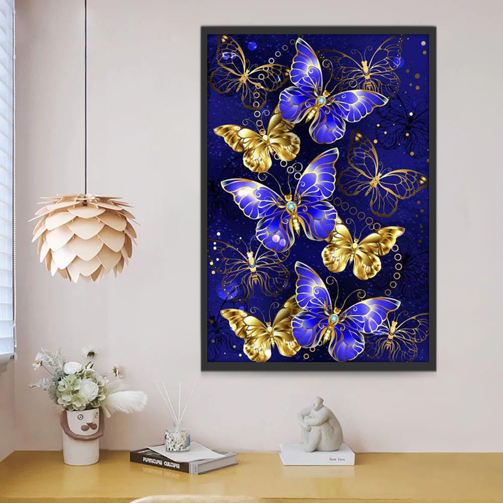 Papillons Violets et Papillons Dorés Peinture par Numéros