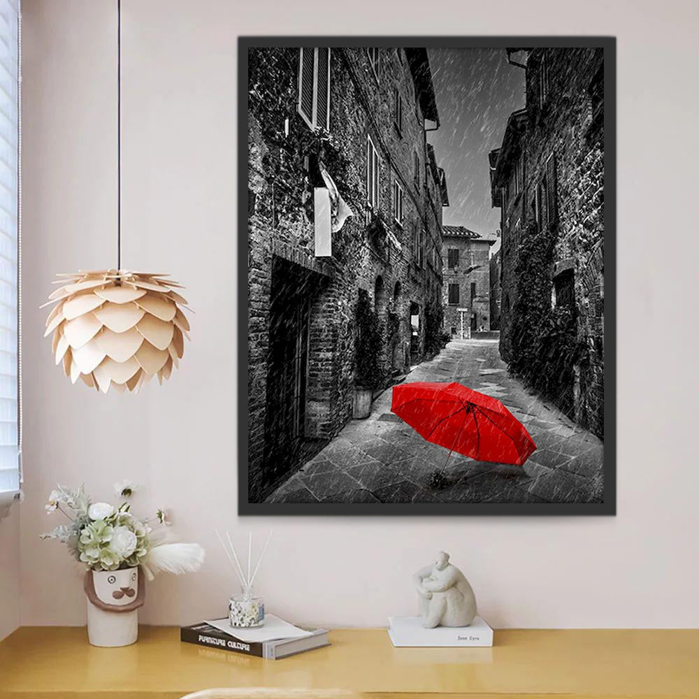 Parapluie Rouge Peinture par Numéros