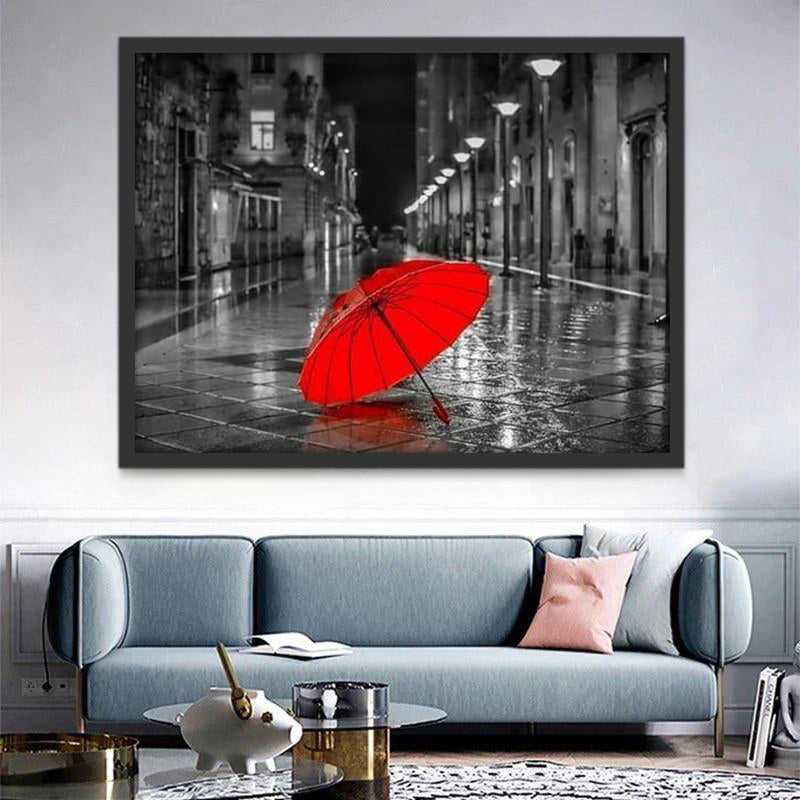 Parapluie Rouge Peinture par Numéros PBNNATW369