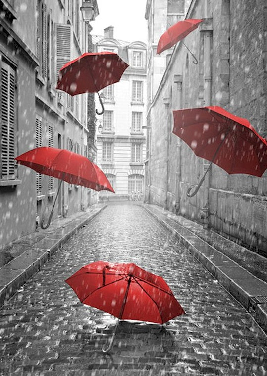Parapluies Rouges et Allée Peinture par Numéros