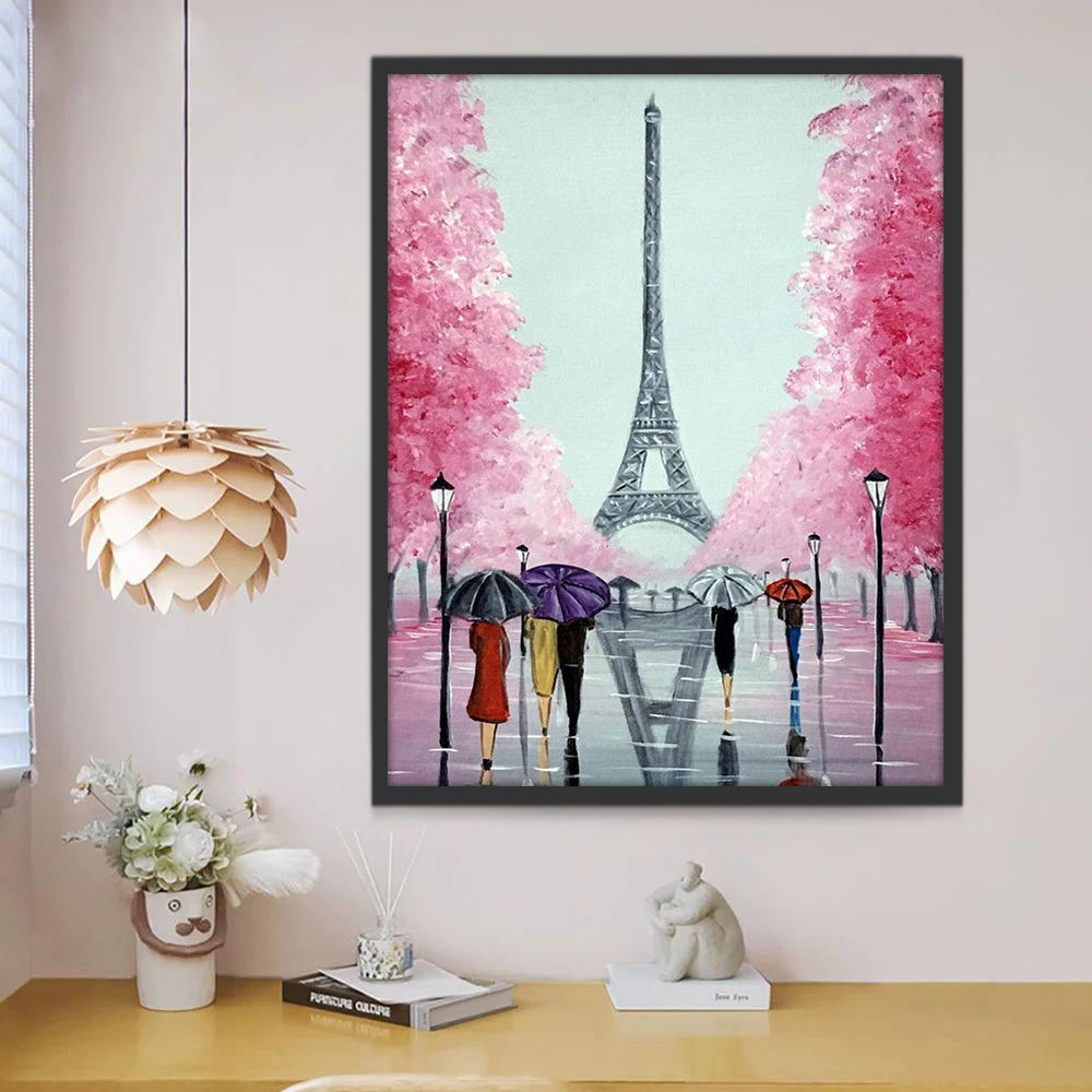 Passants avec Eiffel Peinture par Numéros