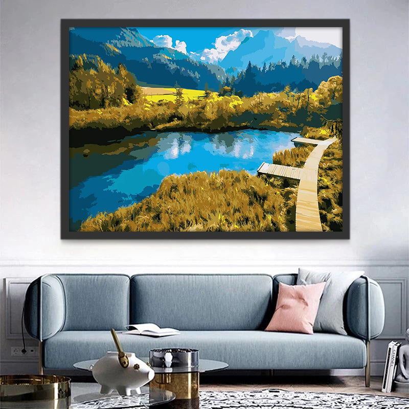 Paysage Automnal au Bord du Lac Peinture par Numéros