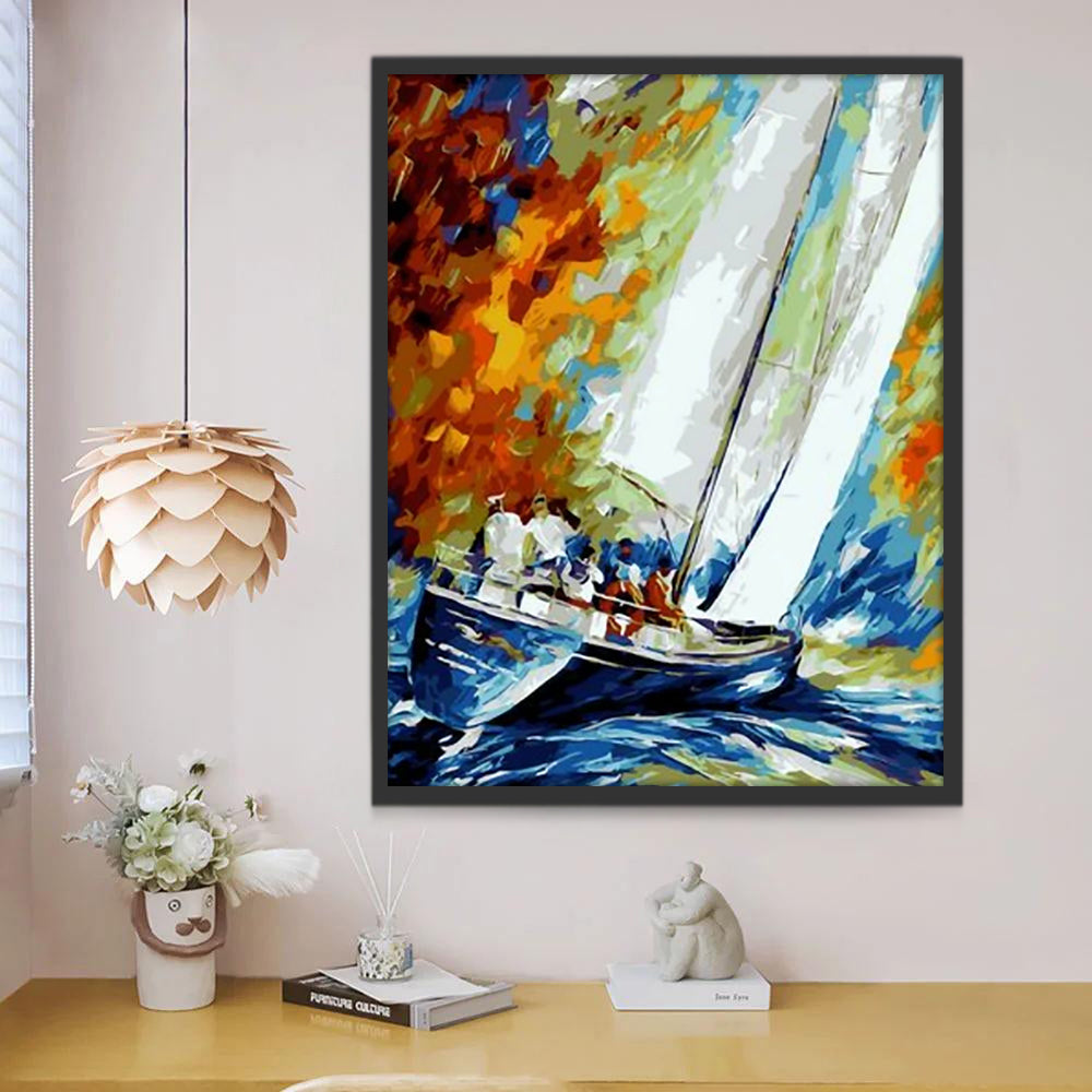 Paysage Bateau Abstrait Peinture par Numéros