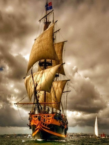 Paysage Bateau BrunPeinture par Numéros