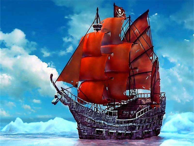 Paysage Bateau Rouge Peinture par Numéros