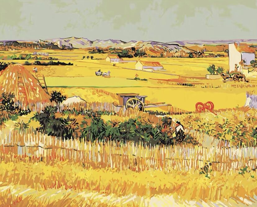 Paysage Champêtre en cours de Récolte Peinture par Numéros