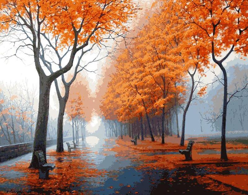 Paysage dans le Brouillard Peinture par Numéros