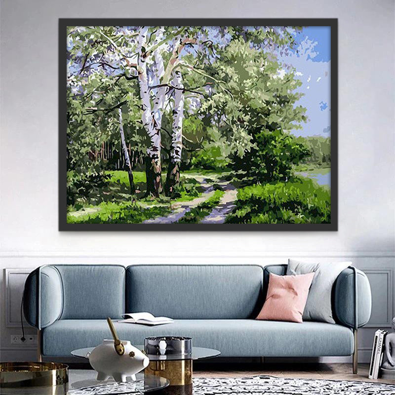 Paysage de Peupliers Peinture par Numéros