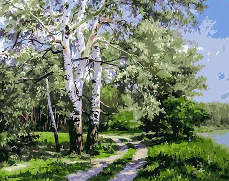Paysage de Peupliers Peinture par Numéros