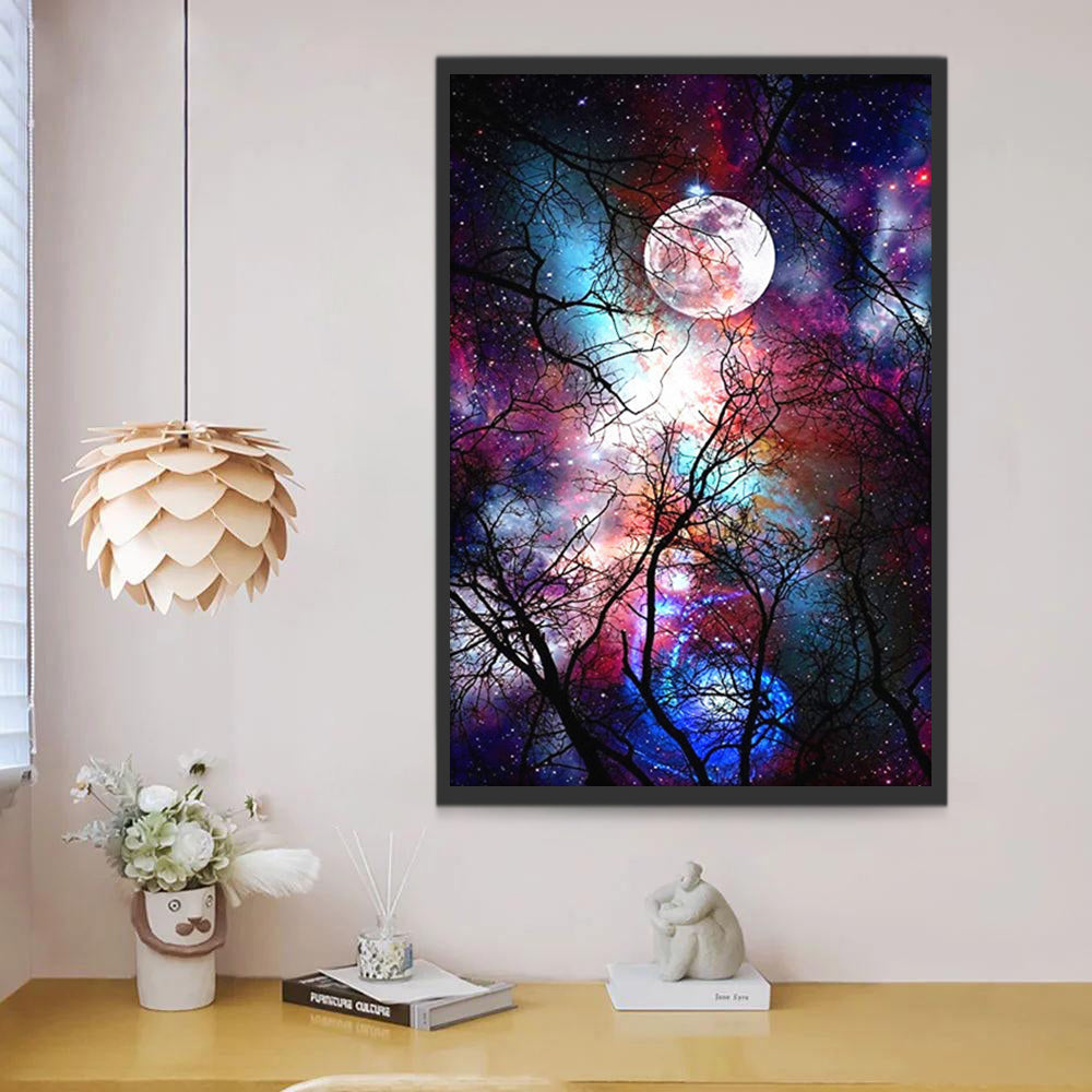 Paysage Nature Lune et Ciel Fantastique Peinture par Numéros