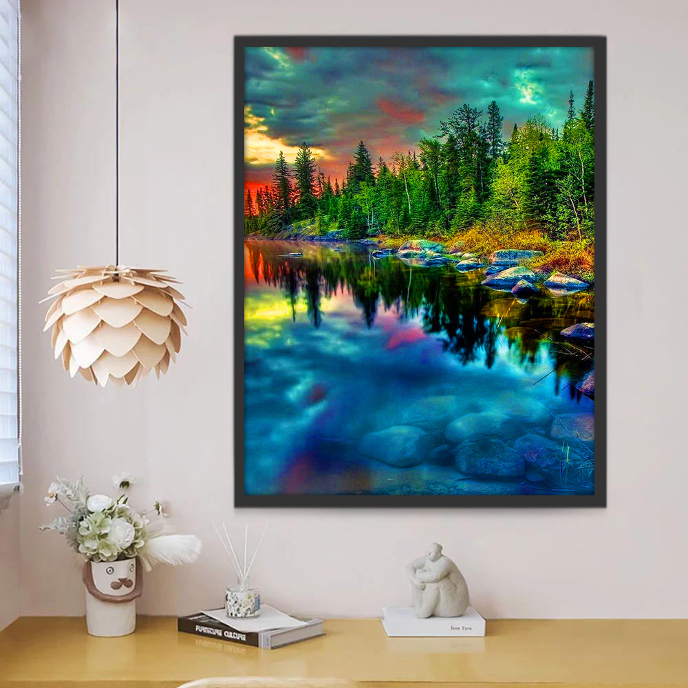 Paysage Naturel Multicolore Peinture par Numéros