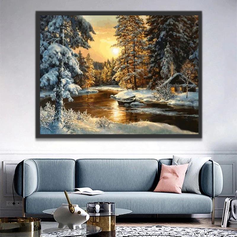 Paysage Neige Peinture par Numéros