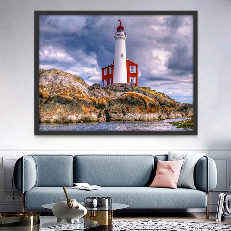 Paysage Phare blanc Peinture par Numéros PBNLIGW46