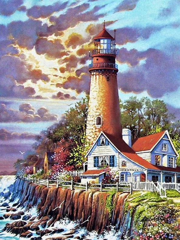 Paysage Phare exceptionnel Peinture par Numéros