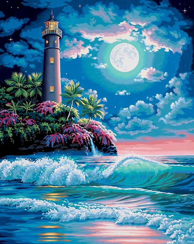 Paysage Phare Fantastique Peinture par Numéros PBNLIGL17