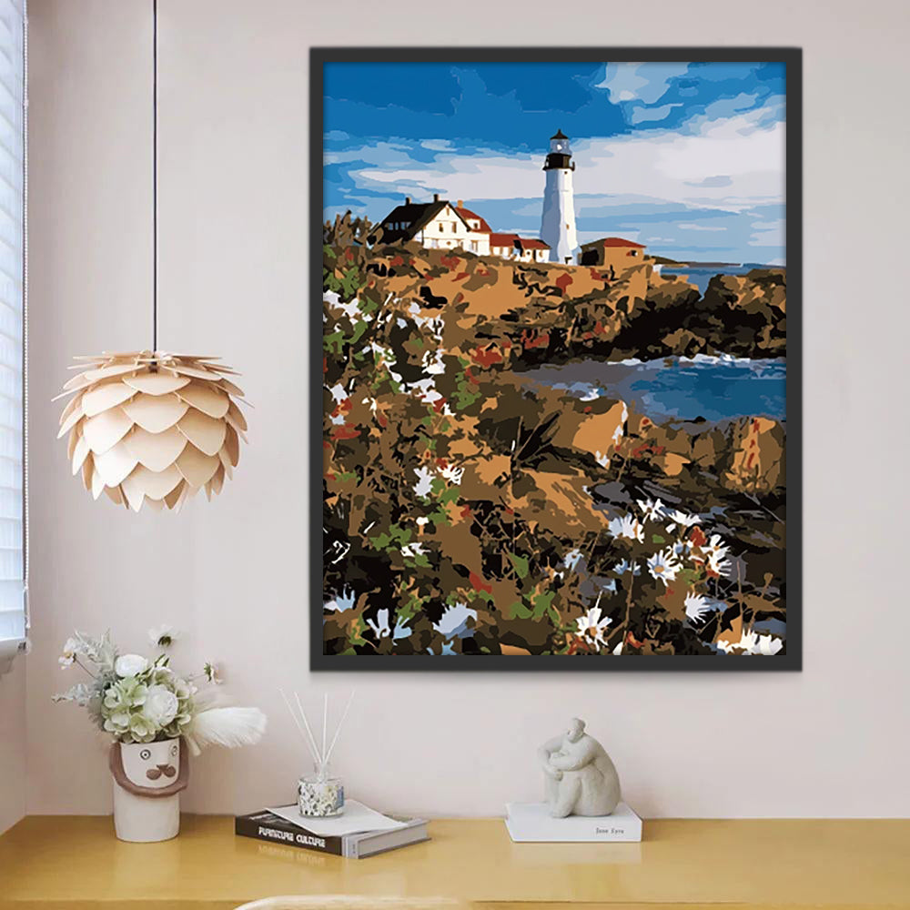 Paysage Phare magique Peinture par Numéros