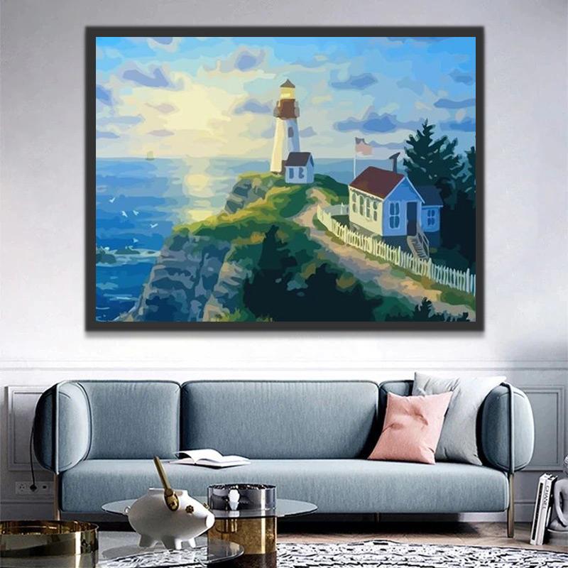 Paysage Phare Magnifique Peinture par Numéros