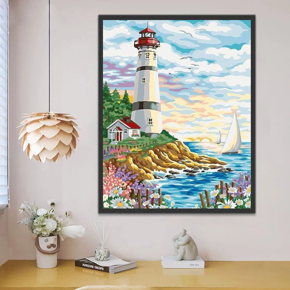 Paysage Phare Peinture par Numéros