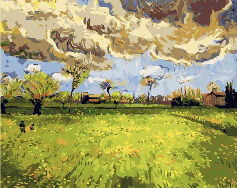 Paysage sous Un Ciel Mouvementé Peinture par Numéros