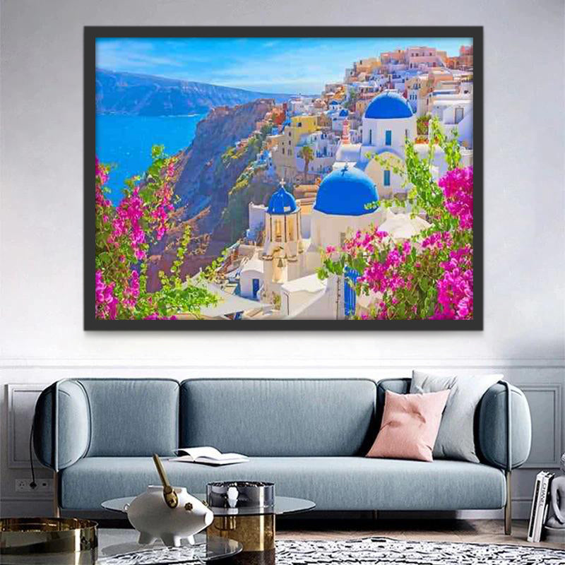 Paysage Ville Santorin Peinture par Numéros