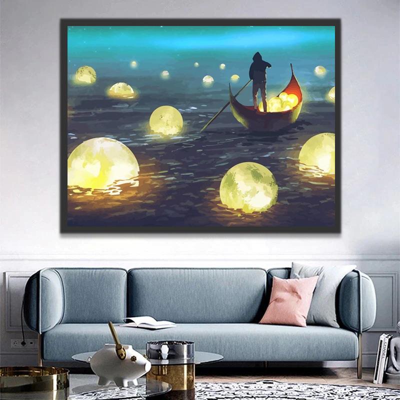 Pêcheur de Lune Peinture par Numéros