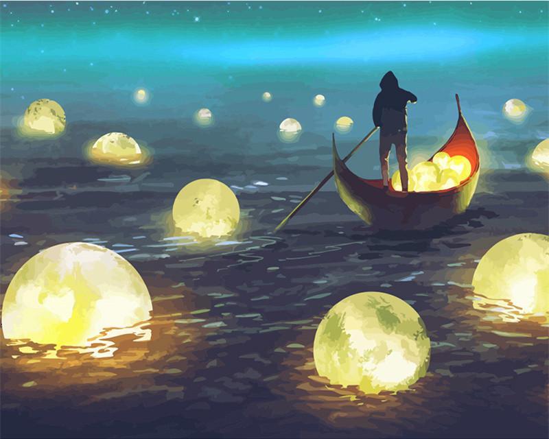 Pêcheur de Lune Peinture par Numéros