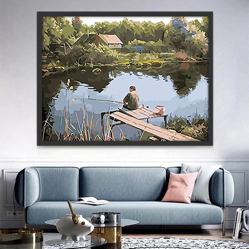 Pêcheur Peinture par Numéros