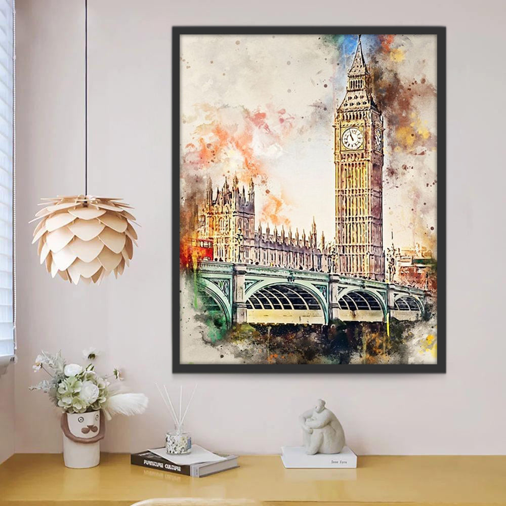 Peinture à L'Aquarelle Du Big Ben à Londres Peinture par Numéros