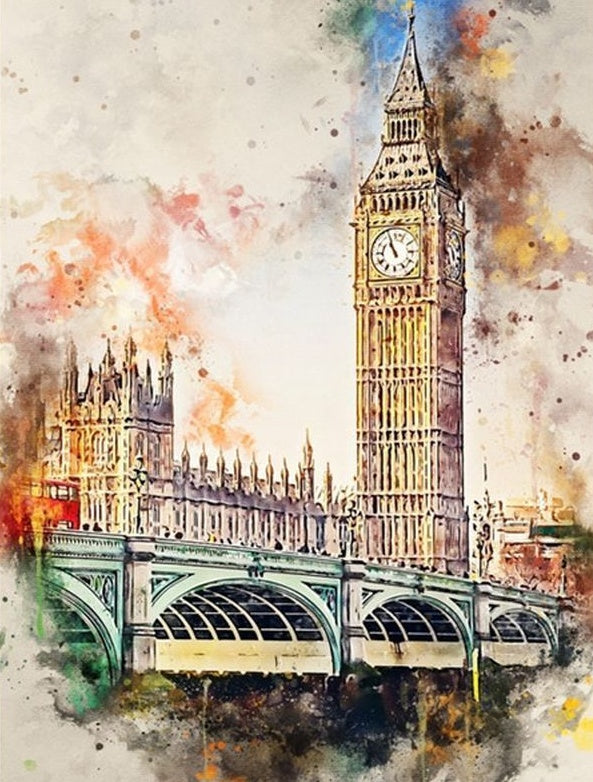 Peinture à L'Aquarelle Du Big Ben à Londres Peinture par Numéros