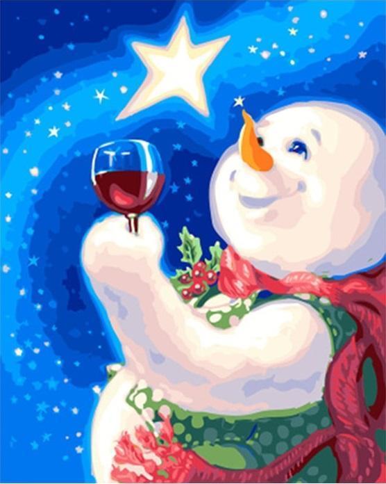 Peinture calligraphique de la neige de Noël Peinture par Numéros