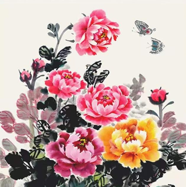 Peinture chinoise Pivoine Fleur Peinture par Numéros