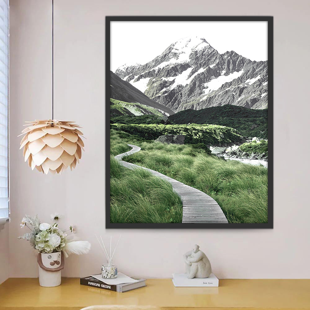 Pelouse Montagne et Sentier Peinture par Numéros