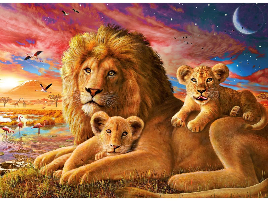 Père Lion et ses Bébés Peinture par Numéros
