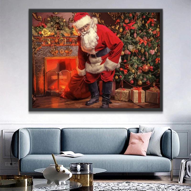 Père Noël avec Bottes Peinture par Numéros