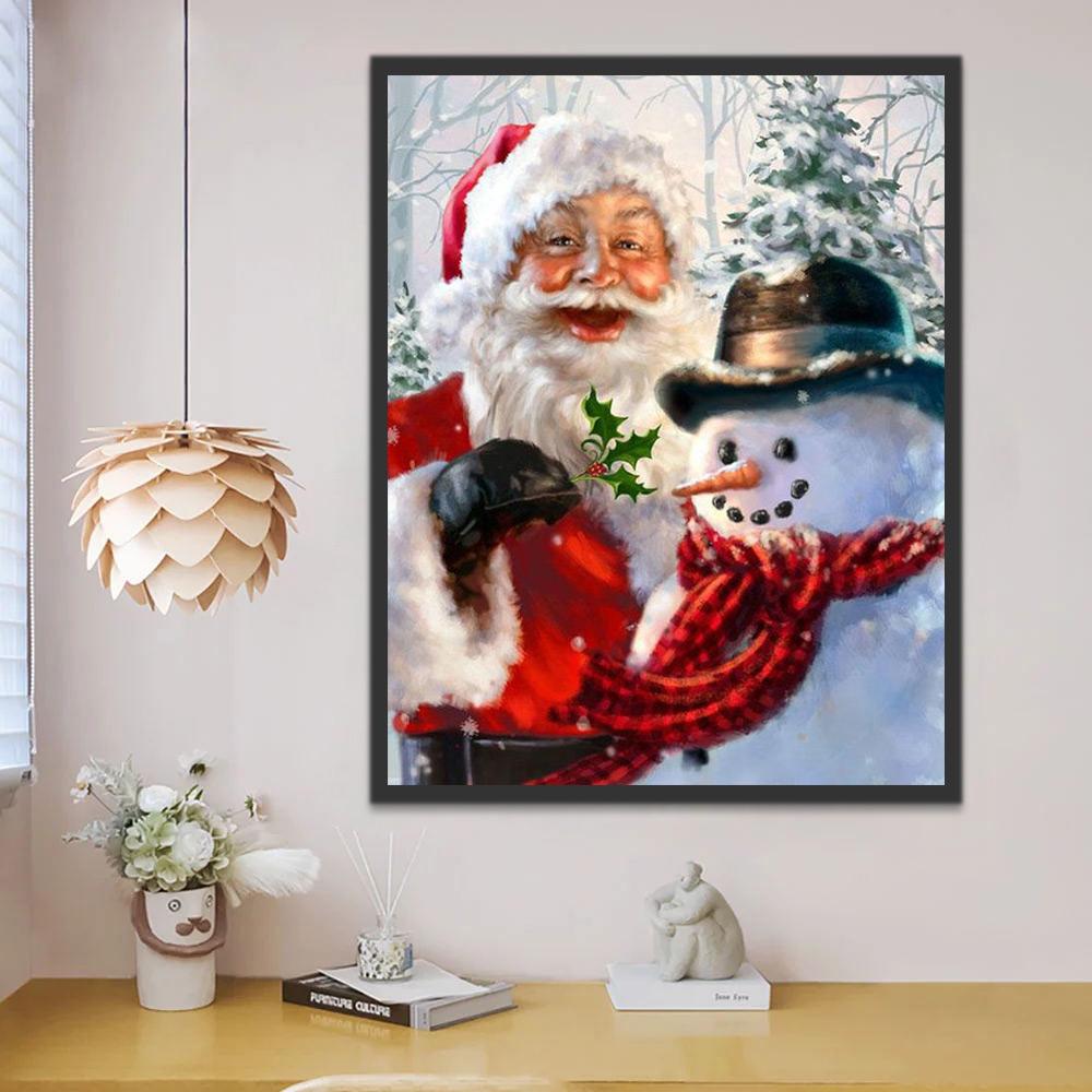 Père Noël et Bonhomme de Neige Peinture par Numéros
