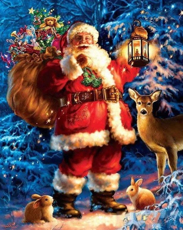 Père Noël et Cerf Peinture par Numéros