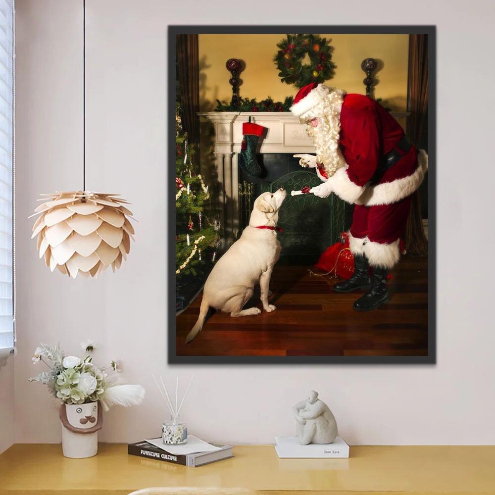 Père Noël et Labrador Peinture par Numéros