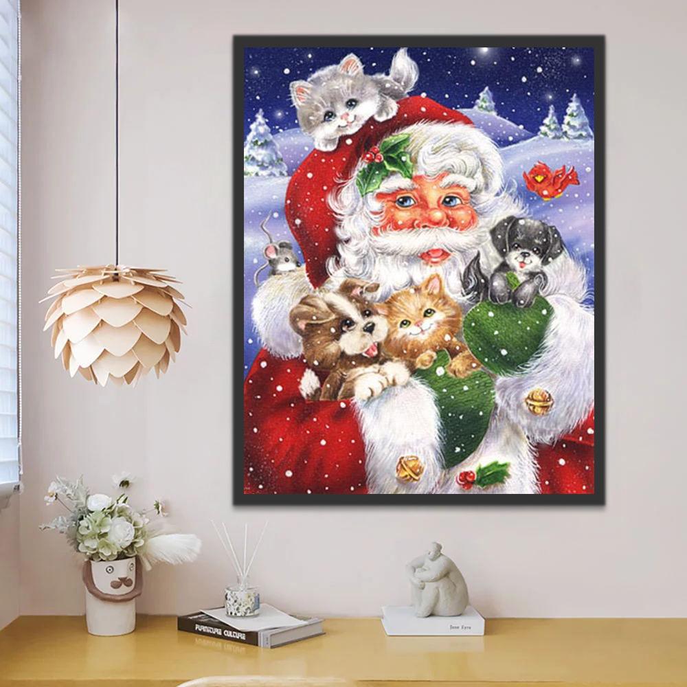 Père Noël et les Chatons Peinture par Numéros