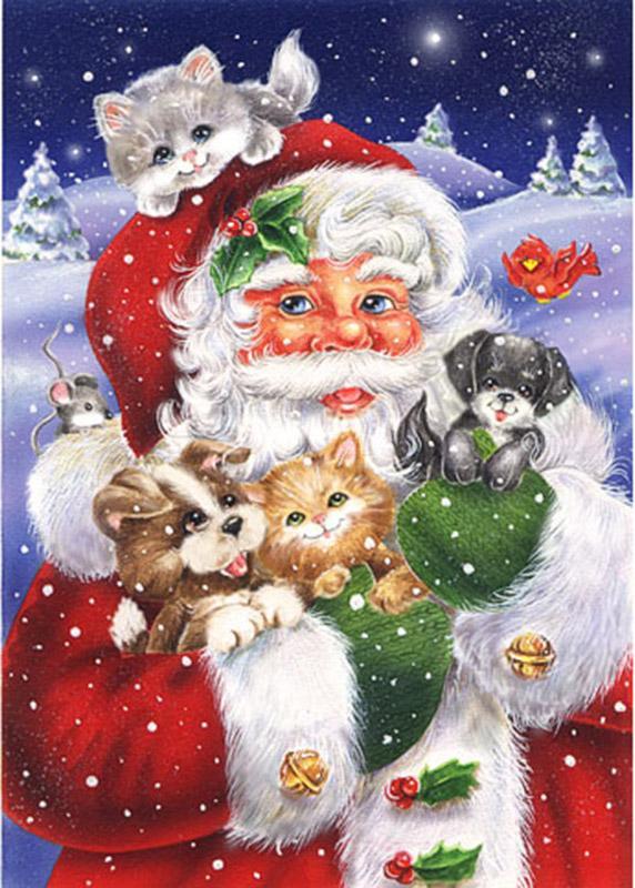 Père Noël et les Chatons Peinture par Numéros
